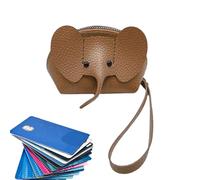Échange de monnaie d'élephant à petit compartiment de pièces avec motif animal et fermeture à glissière, étui en cuir PU compact | Étui à carte de crédit mignonne pour femmes et filvoyageant, mini org