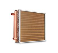 VEVOR Échangeur de chaleur eau-air, 45,7x50,8 cm, échangeur thermique, 3 rangées ports en cuivre, 242 ailettes aluminium pour four à bois extérieur, refroidissement résidentiels, chauffage à air pulsé