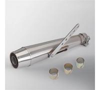Échappement de Moto Pot D'échappement Rétro Adapté pour Harley pour Prince 38/40/42/45MM Port De Connexion Tuyau en Acier Inoxydable(Silver)