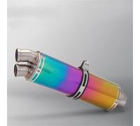 Échappement de Moto Silencieux D'échappement Universel À Double Sortie pour Moto, Modifié, pour Kawasaki Z900, pour Suzuki GSXR750 pour Y-AMAHA R6 R3(Pink)