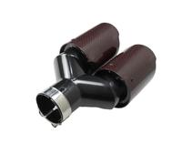 Échappement Embouts D'échappement Fiber Carbone Rouge Véritable 1Pièce Mise À Niveau Tuyau Silencieux Double Sortie Buses Modifier Forme Y SortiesTuyau(Right ID63-OD89mm)