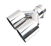 Echappement Silencieux Embout D'échappement Coudé Universel En Acier Inoxydable Brillant Côté Gauche Ou Droit 1 Pièce Double Silencieux(IN 73MM OUT 101MM,La gauche)