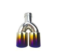 Echappement Silencieux Silencieux D'échappement Universels En Acier Inoxydable Embout Tuyau D'échappement Double Sortie Multi-tailles 51 Mm 63 Mm(Blue 51MM)