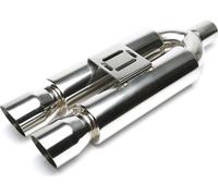 Échappement sport en acier inoxydable 2 fois 88 / 90mm ovale oblique absorbant universel