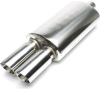 Échappement sport en acier inoxydable 2 x 76mm rond incliné avec absorbeur universel