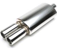 Échappement sport en acier inoxydable Silencieux 2x 76mm rond bordé + absorbeur universel