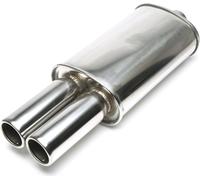 Échappement sport en acier inoxydable Silencieux arrière 2x76mm rond bordé Absorbeur universel