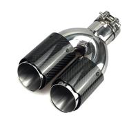 Echappement Tuyau Queue D'extrémité Double Sortie De 76mm Tuyau D'échappement En Fiber Carbone Véritable Embout Silencieux Accessoires Automobiles Voiture(Right inlet 51mm)