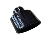 Echappement Voiture Embout d'échappement ovale brillant en fibre de carbone, embout de silencieux universel en acier inoxydable noir pour voiture(ID 51MM-OD 115MM)