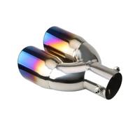 Echappement Voiture Tuyau D'échappement En Acier Inoxydable Une Sortie Deux Sorties Gorge De Oblique Double Bouche Droite Modifiée Bleu Argent Tubulure D'échappement(Straight colors)