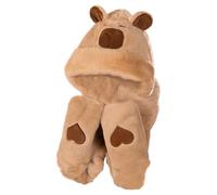 Écharpe à capuche avec gants, écharpe d'hiver Capybara, ensemble de gants à capuche chaud, bonnet épais en peluche douce pour homme et femme, écharpe d'hiver confortable avec gants, écharpe Capybara