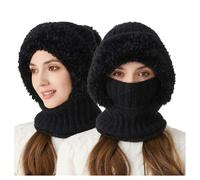 Écharpe à Capuche Femmes Écharpe Coupe-Vent intégrée pour l'hiver Chaud et épais Féresque Thermique bordées Thermiques Snood Chapeau tricoté Mignon Écharpe épaissie de Fibres épaissies