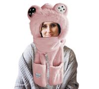 Écharpe à capuche, gants coupe-vent épais - Capuchons d'animaux | Pour voyage quotidien, marche, patinage, équitation, école, trajet, camping en plein air, rose, Refer to description
