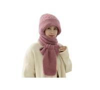 Écharpe à Capuche Polyvalente en Tricot pour Femme, Bonnets d'hiver pour Femme, Bandeaux d'hiver Pours Femmes (Rose,3TG)