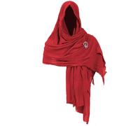 Écharpe à capuche post-apocalyptique médiévale de la Renaissance - Cape de magicien viking - Accessoires de costume pour homme et femme, Rouge, 85.4 x 50 inches