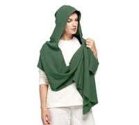 Écharpe à capuche tendance en coton pour femme 2 en 1 - Couleur pull - Chapeau châle chaud pour adultes - Hiver pour adolescents et hommes, Vert, taille unique