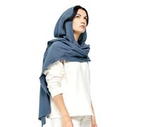 Écharpe à capuche tendance en coton pour femme 2 en 1 - Couleur pull - Chapeau châle chaud pour adultes - Hiver pour adolescents et hommes, bleu, taille unique