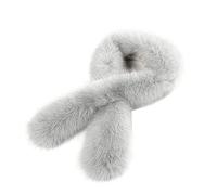 Écharpe à col en fourrure pour femmes, écharpe croisée en fourrure de renard imitation hiver écharpe à col en fourrure chaude écharpe en peluche épaisse pour manteau de chandail de match pardessus