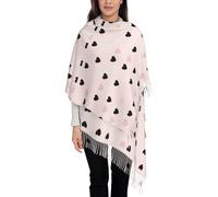 Écharpe à franges en cachemire Black Heart pour femme, idéale pour l'automne et l'hiver, idéale pour un joli châle de rêve, rose