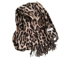 Écharpe à franges pour femme, motif léopards, écharpe d'hiver douce et chaude, accessoire de mode de luxe, châle d'hiver chaud à franges, kaki, Taille unique