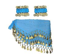 Écharpe à la hanche de danse du ventre avec bracelet, 128 pièces Belly Dance Jirt Wrap Belt avec bracelets de cheville au poignet, Chaîne de taille de ceinture de jupe de danse