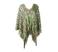 Écharpe à pompons ondulée creuse bicolore grande taille étroite irrégulière pour homme, vert, S