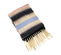 Écharpe à rayures colorées pour enfants avec pompons Foulard doux et confortable Accessoire chaud d'hiver pour enfants de 3 à 12 ans