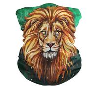Écharpe Animal Lion Head in Green Space Couvre-Chef Multifonction Balaclava Anti-UV Cache Cou pour Homme Femme Randonnée Jogging 25X50CM