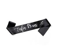 Echarpe Anniversaire "Enfin 18 ans" à Offrir ou à Porter pour ses 18 ans - Echarpe Noire et Argent