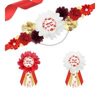 Écharpe « Apple Mom to Be » - Décorations de fête prénatale - Rouge - Épingles à fleurs - Ceinture de maternité pour fête prénatale sur le thème de la pomme