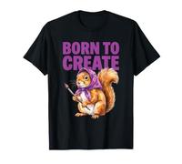 Écharpe Babushka Born to Create Artist Squirrel in Purple T-Shirt