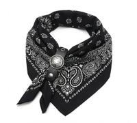 Écharpe bandana western avec boucle carrée en cuir fait à la main, bandanas cachemire, couvre-chef, écharpes à col de cowboy, cadeaux, Aigle volant noir, taille unique
