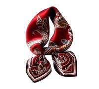 Écharpe carrée 100 % pure soie de mûrier pour cheveux - 68,6 x 68,6 cm - Foulard en soie pour femme, Date Rouge, Medium