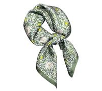 Écharpe carrée 100 % pure soie de mûrier pour cheveux - 68,6 x 68,6 cm - Foulard en soie pour femme, Vert/fleur, Small
