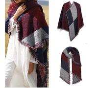 Écharpe - Chale - Cachemire Imitation - Chaud - Automne Hiver - Grand Plaid Tissu Glands Foulard - Rouge