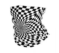 Écharpe chaude d’hiver multifonctionnelle, 3D Illusion Bandana Cou Gaiter Coupe-vent Visage Écharpe Couverture Noir Et Blanc À Carreaux Tourbillon Piège Couvre-chef Tube Cagoule