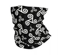 Écharpe chaude d’hiver multifonctionnelle, Triskels bretons blancs personnalisés sur cache-cou noir Hommes Femmes Hiver Breizh Bretagne Bretagne Bandana Écharpe pour Ski
