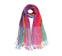 Écharpe Chaude Ethnique Marocaine - 70 x 180 cm - Style Coloré Dégradé Avec Pompons - Pour Femme, Hiver, Taille Unique