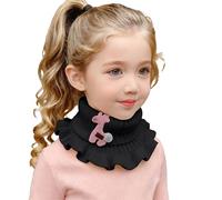 éCharpe Chaude Homme,Écharpe Chaude en Tricot avec Bordure en Dentelle pour Enfants et Adultes, idéale pour l'hiver et Les Temps froids. (Black, One Size)