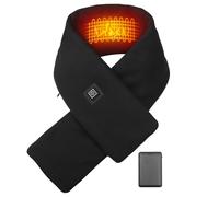 Écharpe Chauffante Electrique Avec Batterie 5000mAh 3 Niveaux De Chauffage USB Écharpe Chauffante Sans Fil pour Femme Homme, Écharpe Chaude Hiver pour Ski Randonnée Pêche Camping, Courte Noir