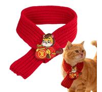 Écharpe Chinoise du Nouvel an 2026 pour Chat,Accessoire Photo Rouge Chaud Tricoté Style Chinois | Accessoire Festif pour Animal - pour Fêtes Photos Jardin Hiver Intérieur Extérieur Quotidien