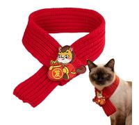 Écharpe Chinoise du Nouvel an 2026 pour Chat | Accessoire Photo Rouge Chaud Tricoté Style Chinois,Écharpe De Fête pour Chien,Fête Performance Festival Jardin Photo Hiver Intérieur Extérieur Quotidien