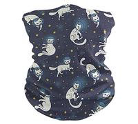 Écharpe Cosmic Cute White Cat-Astronauts Cache Cou Multifonction Balaclava Respirant Couvre-Chef pour Randonnée Jogging Cyclisme 25X50CM