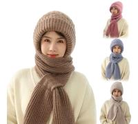 Écharpe coupe-vent avec Protection auditive intégrée, chapeau tricoté chaud, épais, nouvelle collection hiver 2023 (Khaki,One Size)