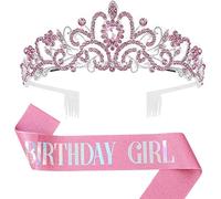 Écharpe d'anniversaire pour fille et diadème en strass, écharpe d'anniversaire et diadème pour filles et femmes, décoration d'anniversaire, Strass