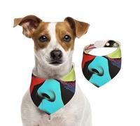 Écharpe d'art abstrait, visage dans un disque pour animal domestique, bandanas pour chien, printemps, été, en coton doux, accessoires réglables pour petit, moyen, grand, fille, garçon, chiot de petite