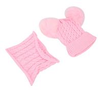 Écharpe de chapeau de bébé, chapeau d'hiver d'enfants, fil doux de laine de laine à tricoter pour l'automne d'hiver(Rose)