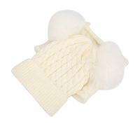 Écharpe de chapeau de bébé, chapeau d'hiver d'enfants, fil doux de laine de laine à tricoter pour l'automne d'hiver(blanche)