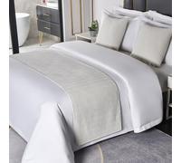 Écharpe de chemin de lit en chenille de luxe - Serviette haut de gamme pour pied de lit, protection de la literie et décoration, couvre-lit confortable pour la maison et l'hôtel, blanc, 1 taie