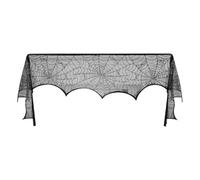Écharpe De Cheminée Halloween | Nappe Courte Dentelle Noire Toile d'Araignée,Tapis de Foyer pour Décorations Maison Fêtes Thème Effrayant